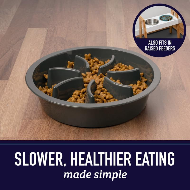 Leash Boss Puzzle Slow Feeder Dog Bowl (2 Cup) - Gray