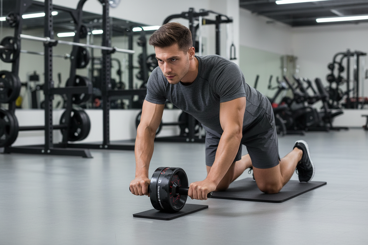 Man Using Vinsguir Ab Roller at Gym