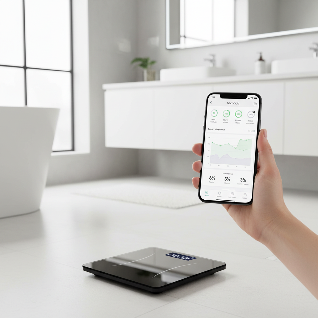 Person checking weight on phone