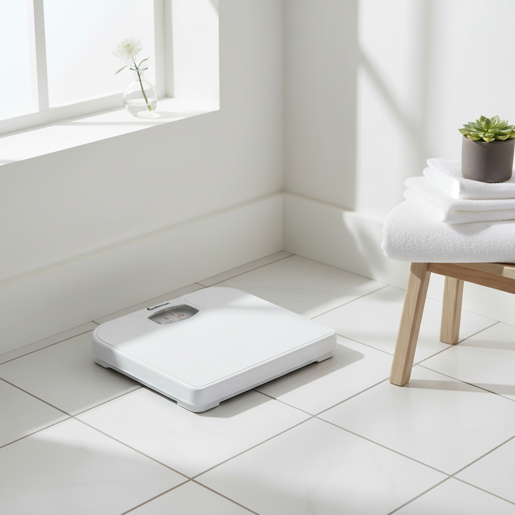 Scale in bathroom setting