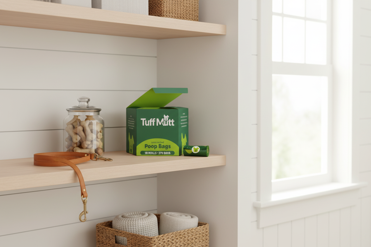 Tuff Mutt box in home cabinet